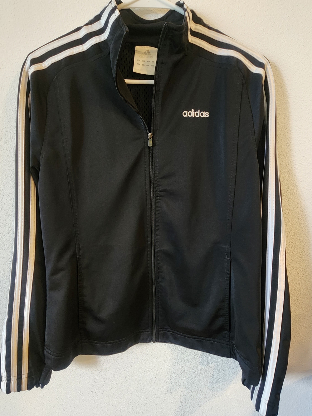 adidas Men's Black Track Jacket with White Stripes